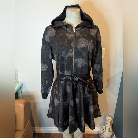 Designer Blackbird Studios Floral Hooded Tunic Jacket  Size 1x- Fits XL 0x - Picture 3 of 13